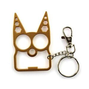 Gold Cat Self Defense Keychain Metal